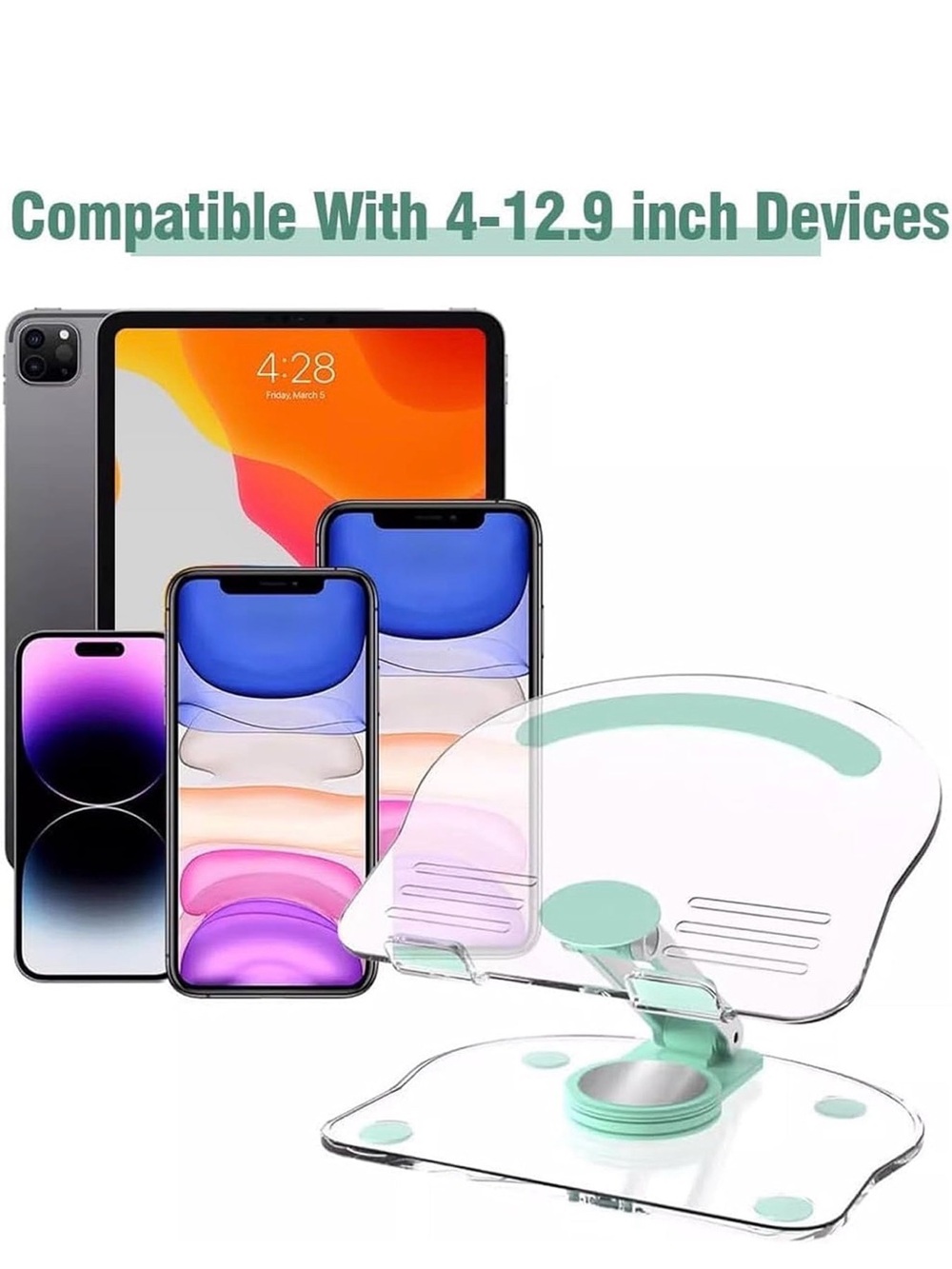 Adjustable Clear Phone & Tablet Stand - Mint